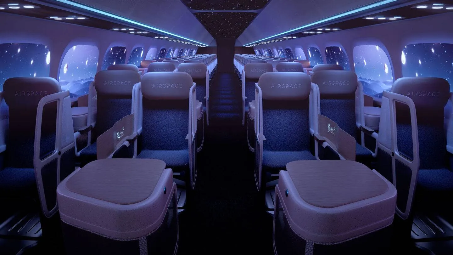 A detailed illustration of an airplane seat with a focus on sustainable materials.