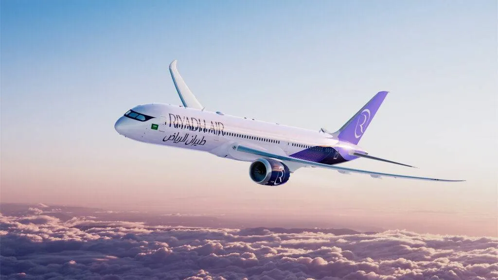 Riyadh Air Aircraft displaying the new livery