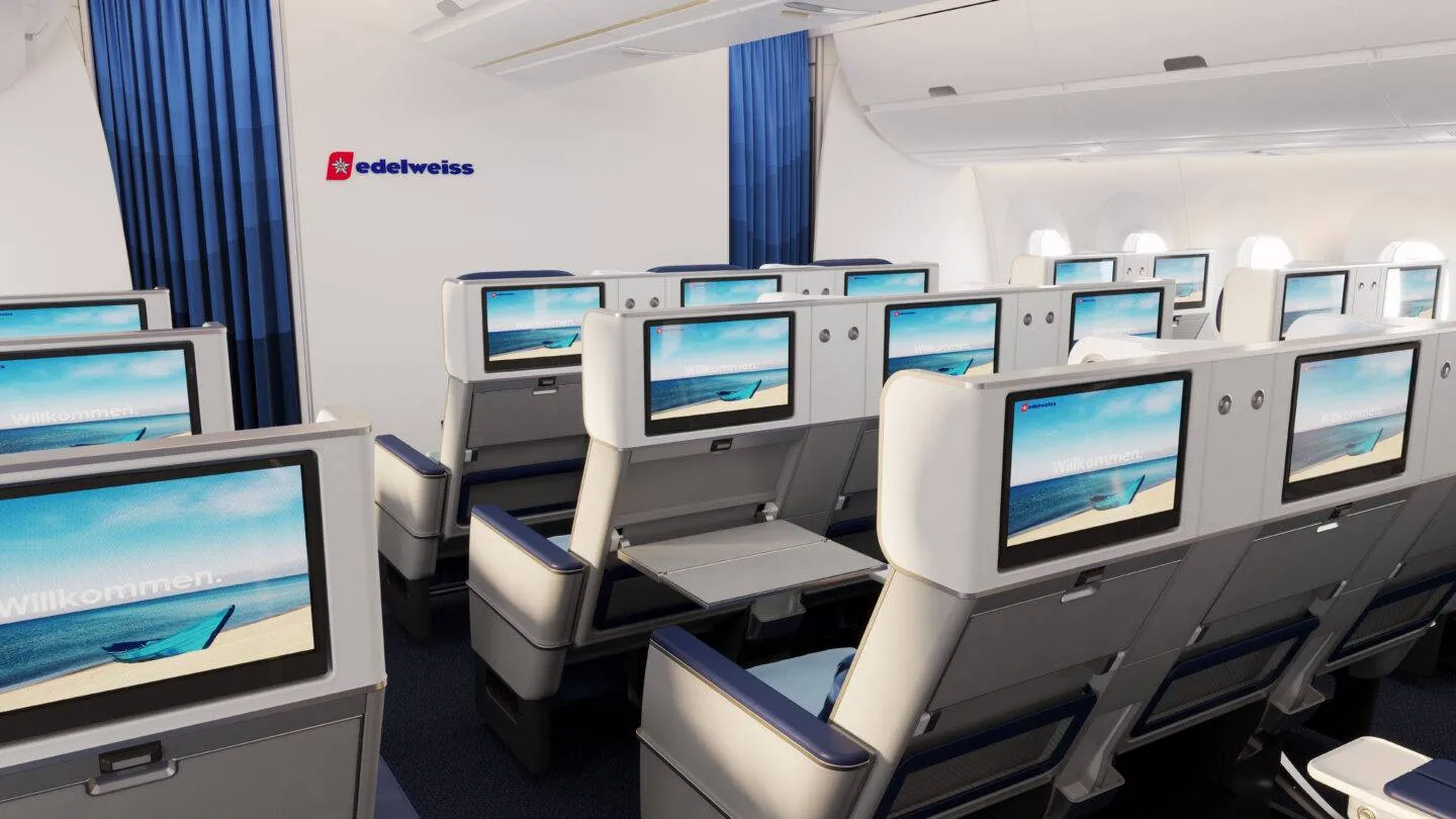Edelweiss cabin interior showing a passenger's perspective