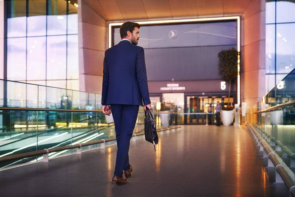 Man walking into airport
