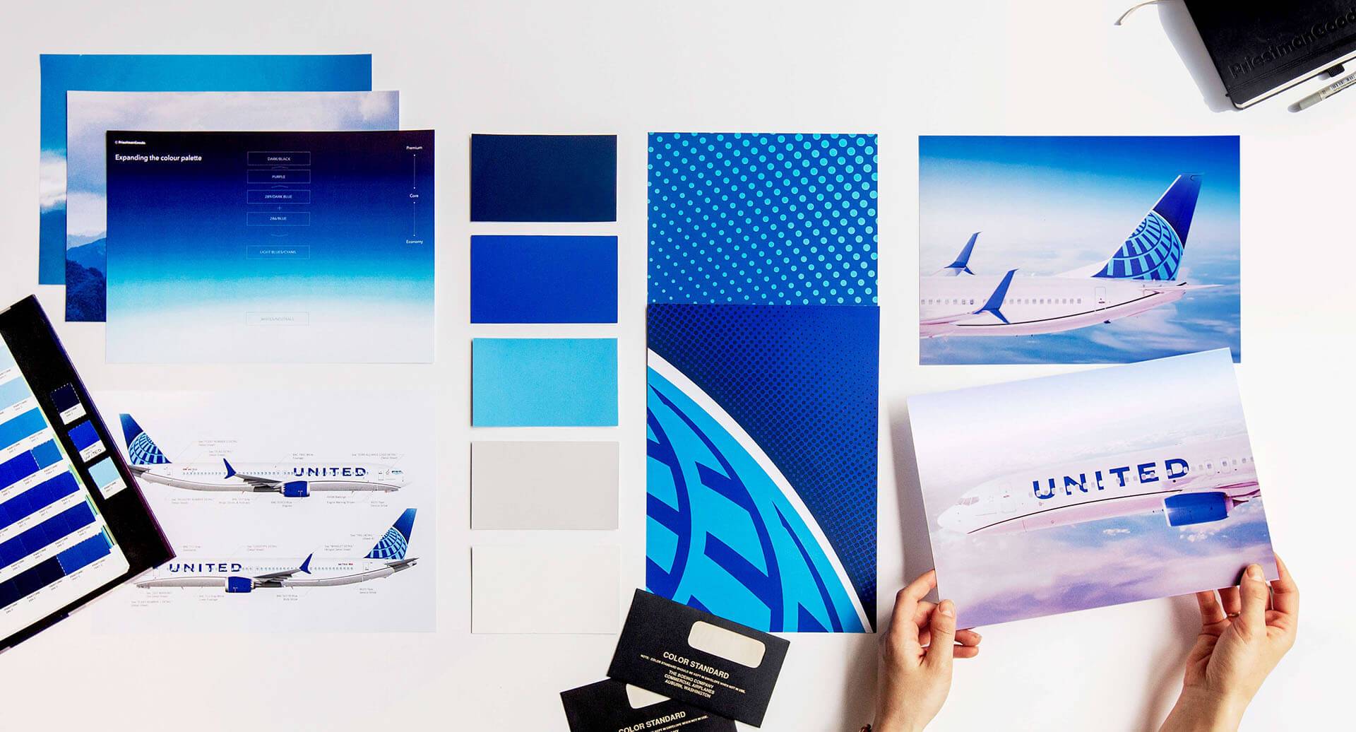 United Airlines brand colours and pattern details