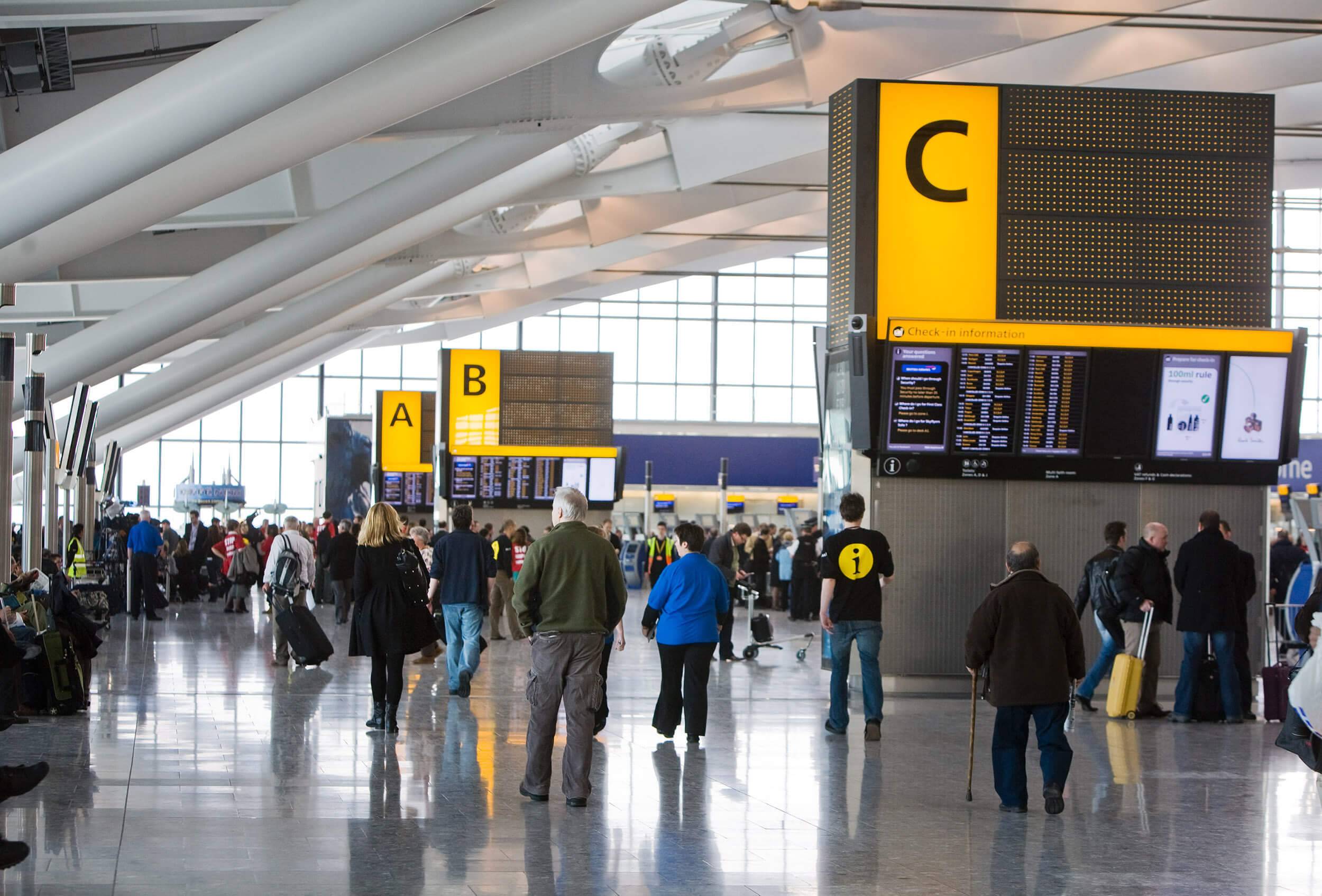 Information displays at Heathrow T5