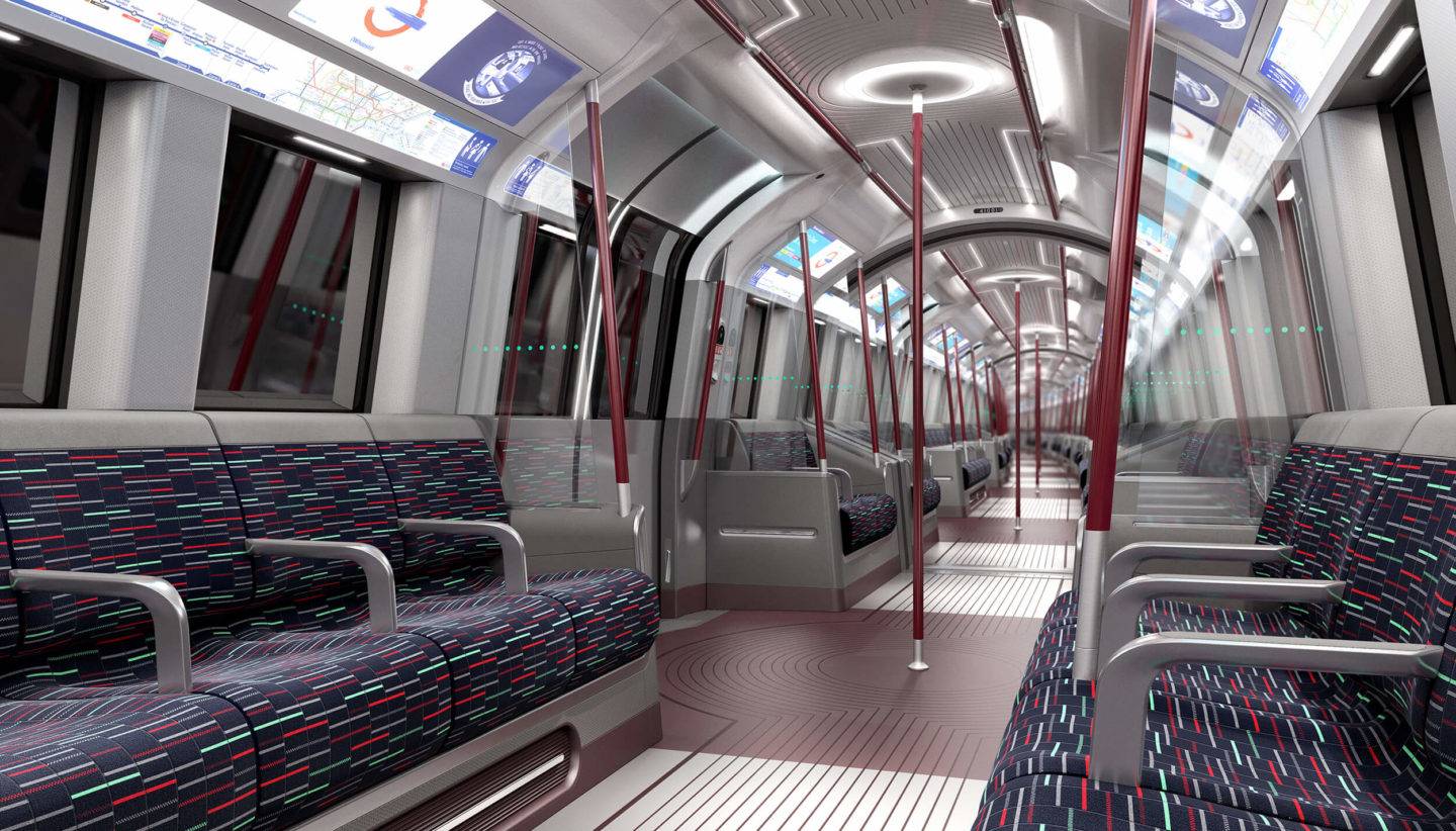 The interiors of a London Underground train carriage