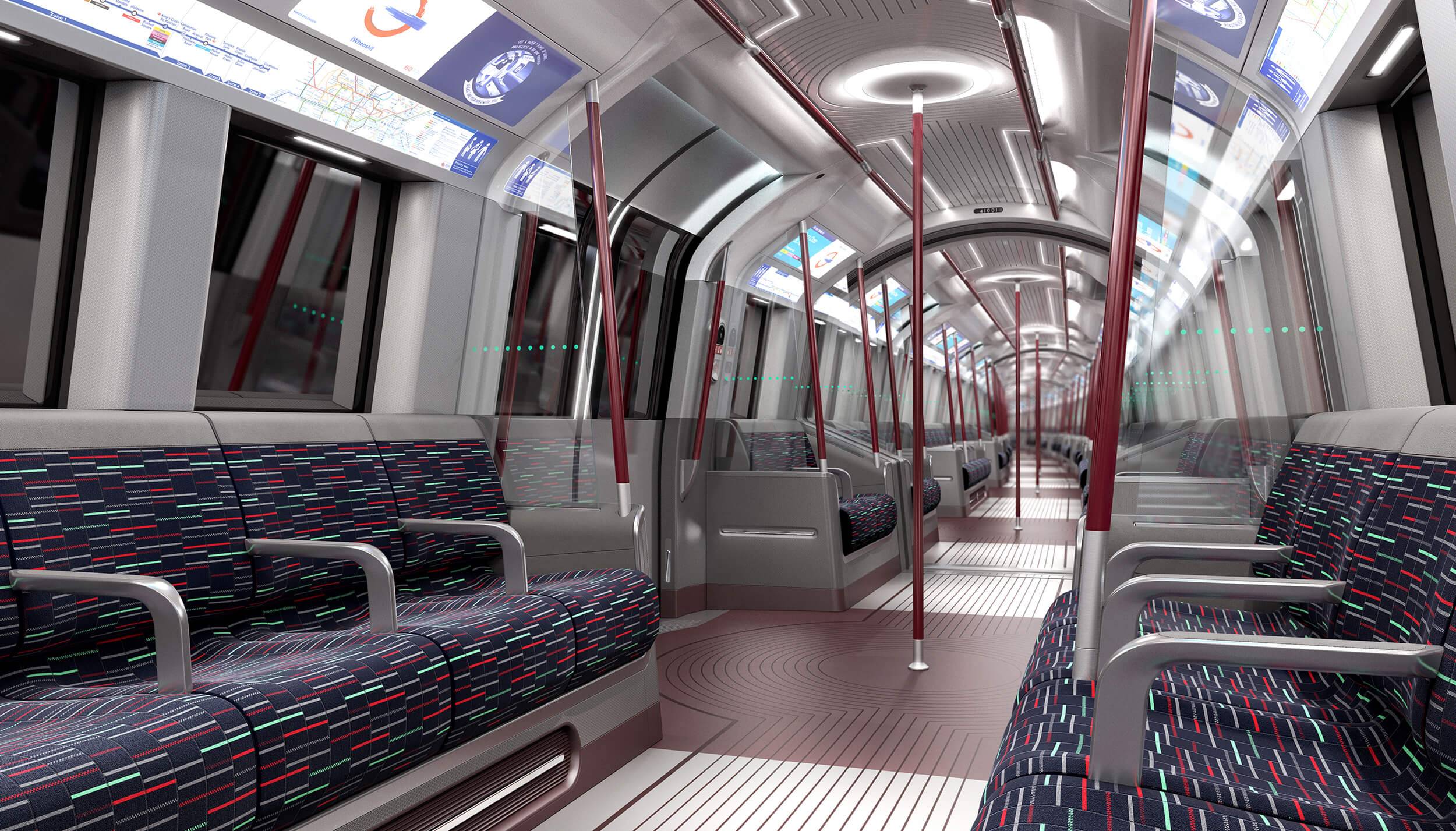 The interiors of a London Underground train carriage