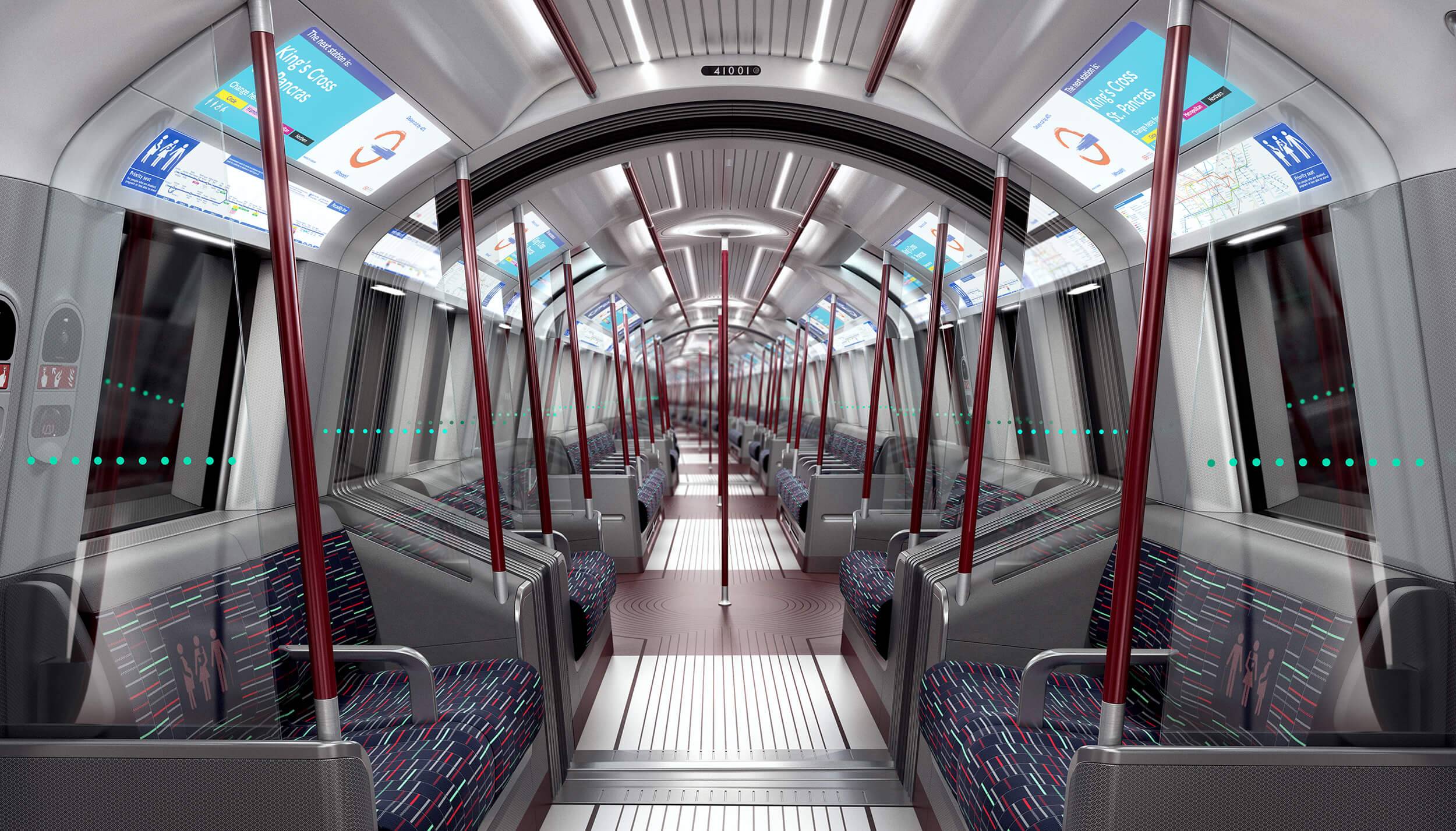 The interiors of a London Underground train carriage