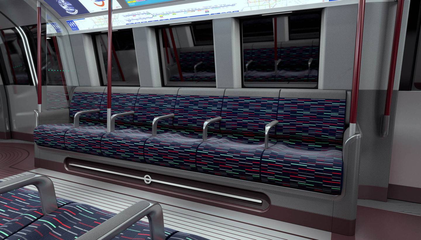 The interiors of a London Underground train carriage