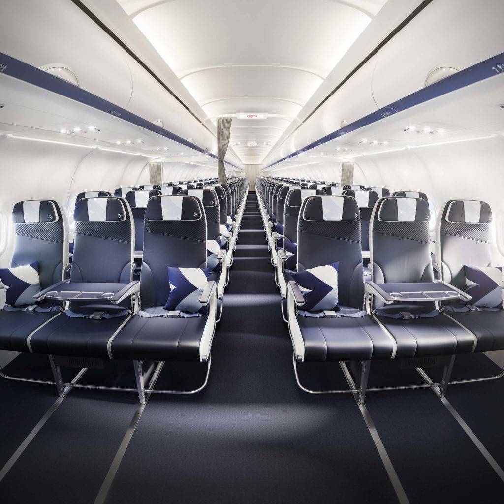 Full view of the Aegean Airlines Neo aircraft cabin interior