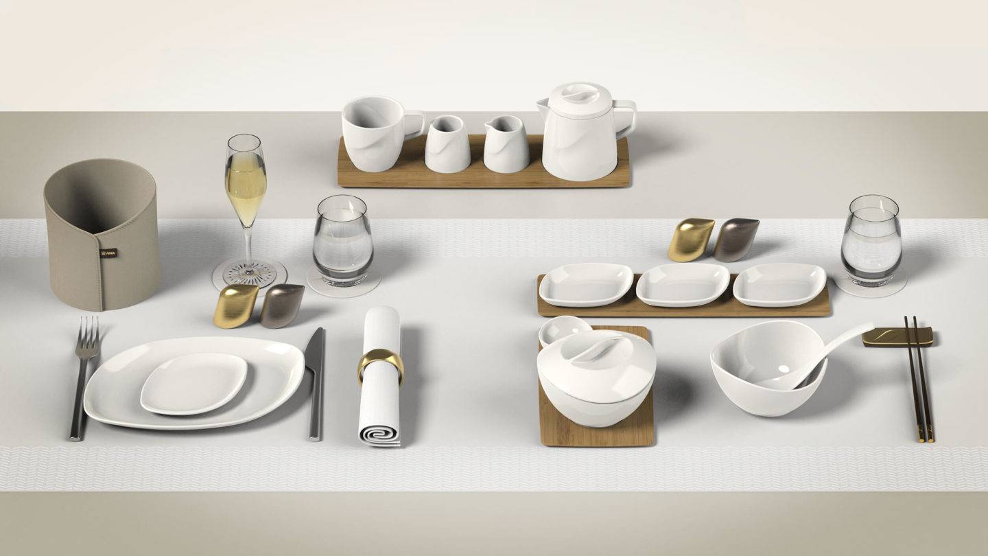 A selection of dinnerware custom designed for HNA