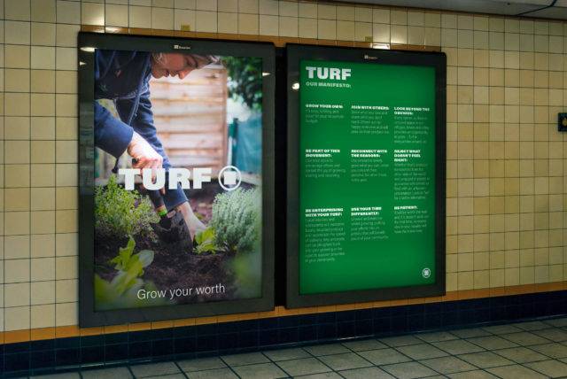 Out of Home advertising for TURF in a subway station