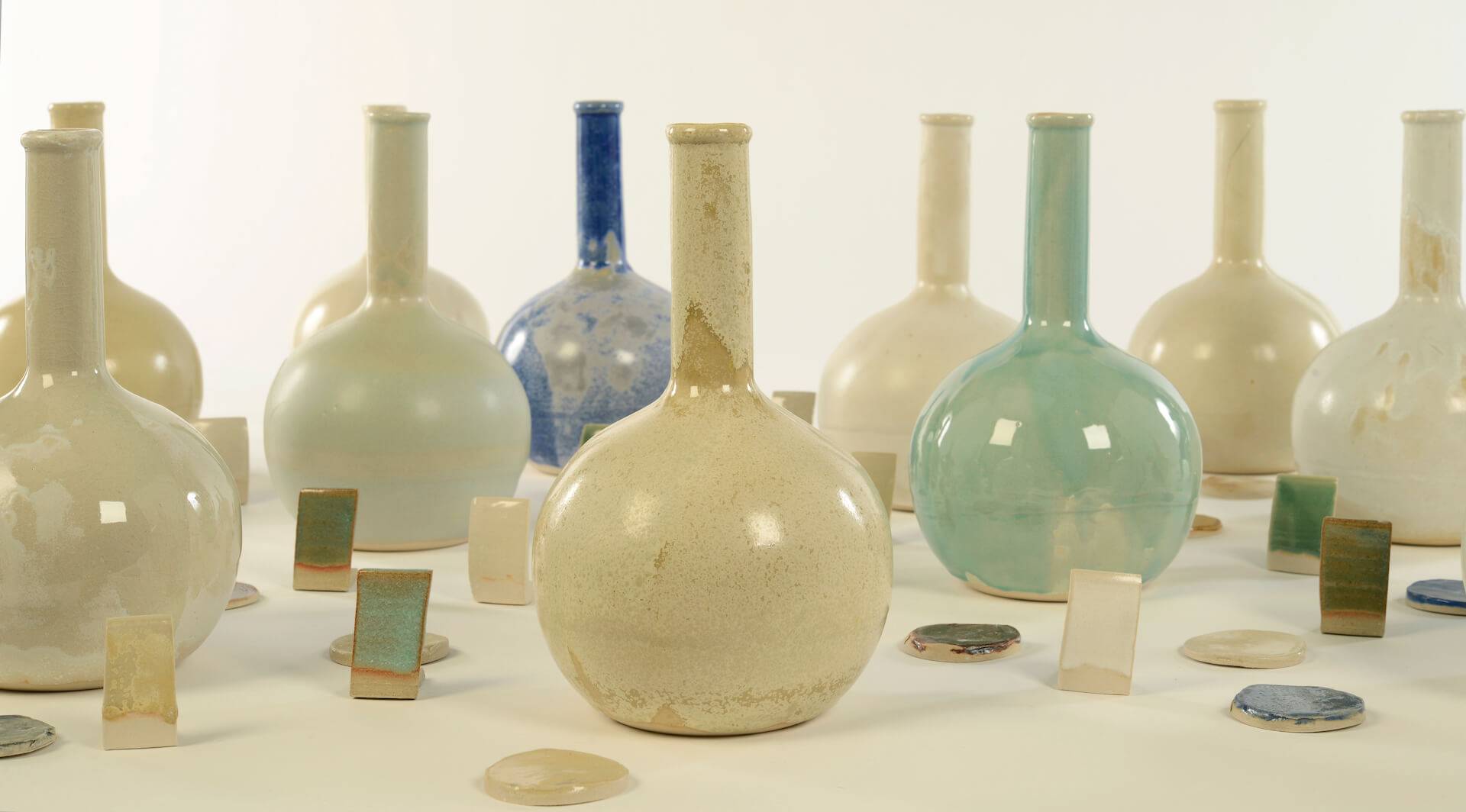 Ceramic vases in natural tones