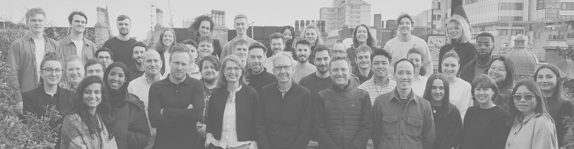 The PriestmanGoode team on the rooftop of the studio's London headquarters in 2022