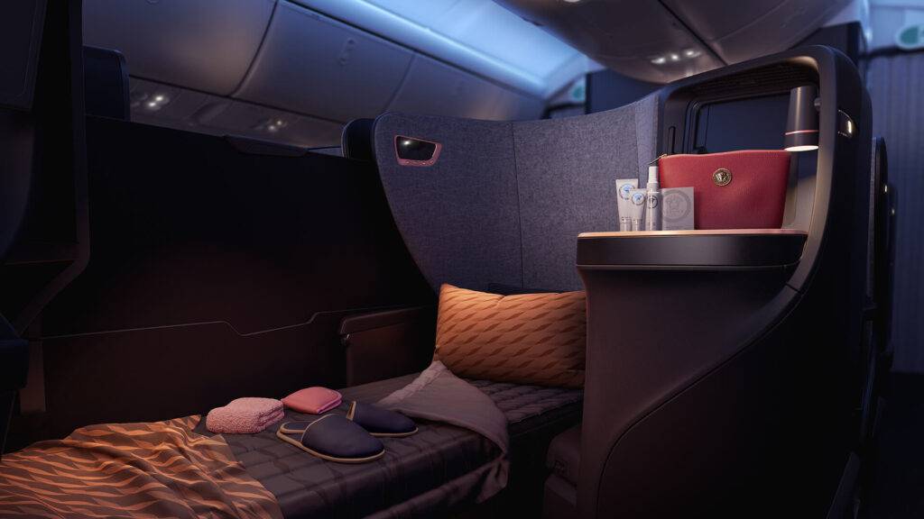 Turkish Airlines Business Class Seat sleep service and amenities