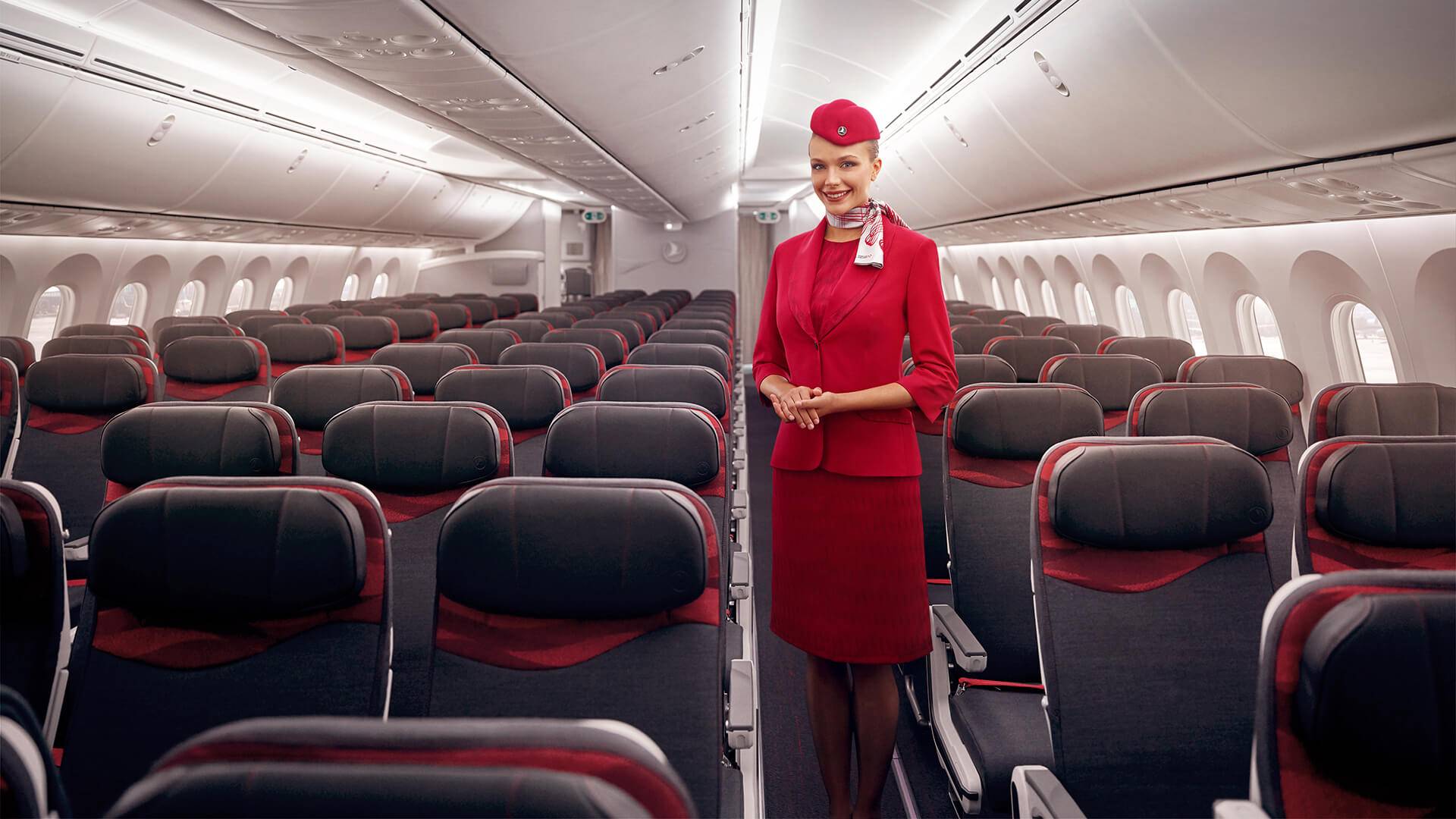 Turkish Airlines Economy Class Cabin with crew