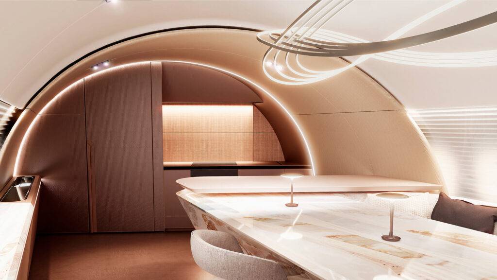 Onboard aircraft private dining space