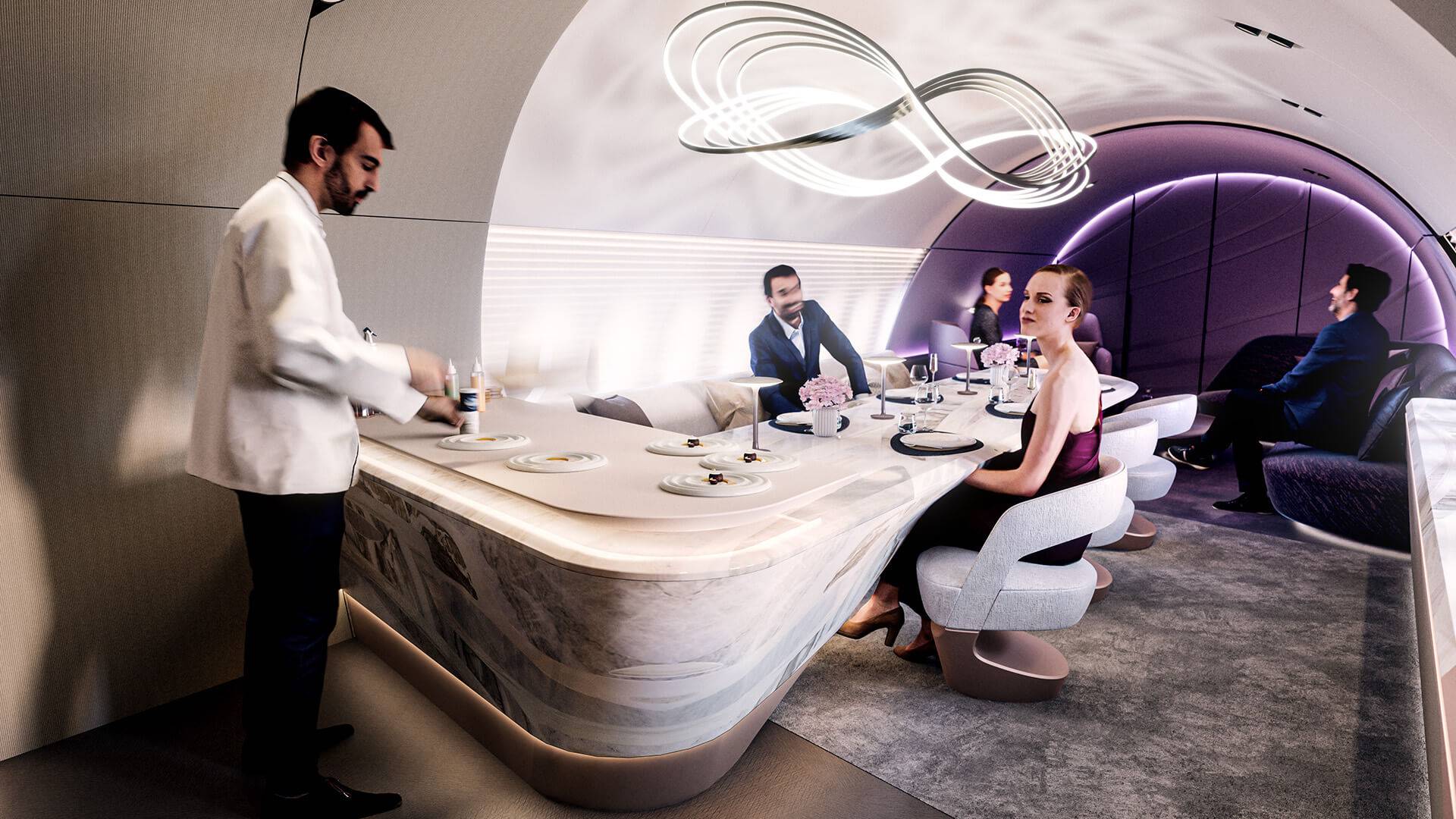 Onboard aircraft private dining experience