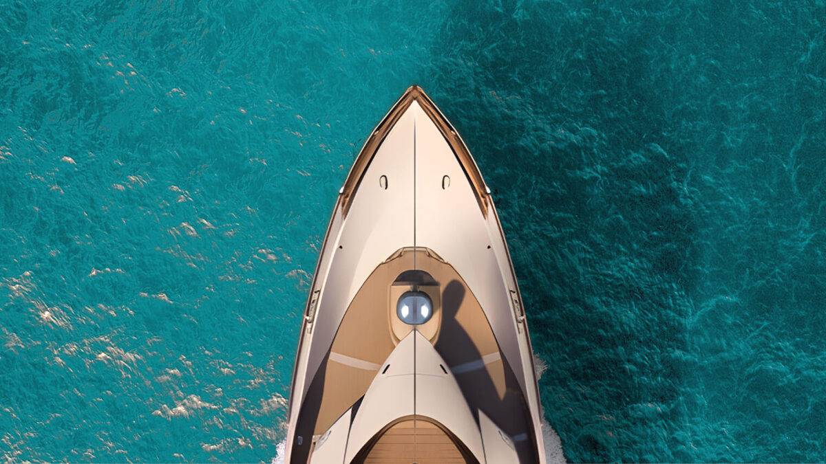 Arial view of a private yacht