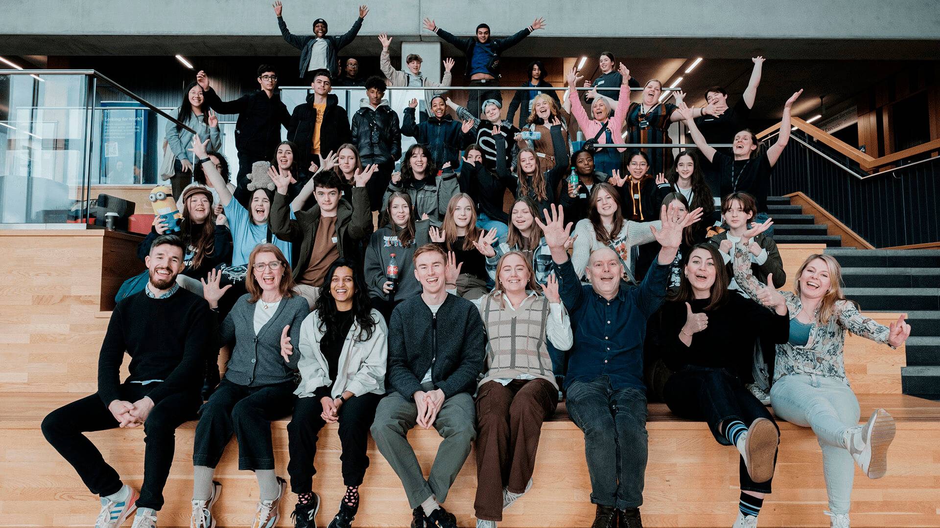 Group shot of students and PriestmanGoode staff at National Saturday Club Masterclass